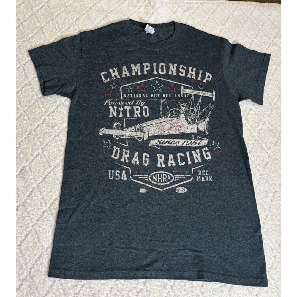 Championship Drag Racing National Hot Rod Assoc 1951 USA Blue Tee Size S Gildan
